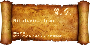 Mihalovics Irén névjegykártya